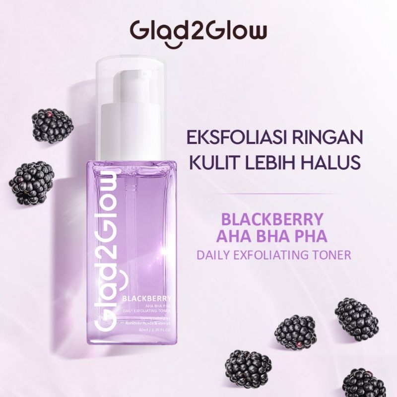 GLAD2GLOW TONER blackberry 40 ML- Blackberry AHA DHA PHA Daily Exfloating Toner GLAD2GLOW
