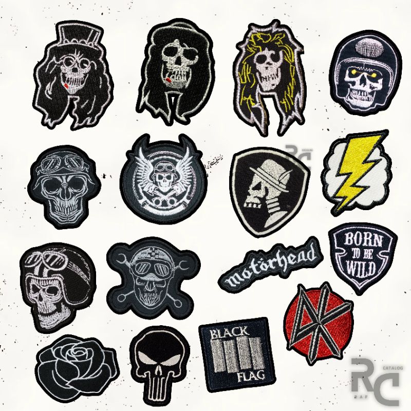 Aksesoris Jaket Patch Emblem Bordir Varian Bikers Skull Keren | Bahan Patch Emblem Berkualitas