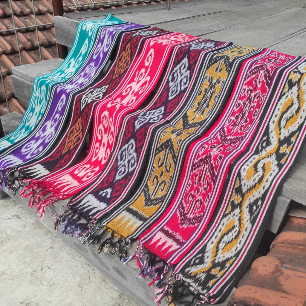 Beli 10 Gratis 1 - Scraf Tenun Ethnic Motif Nusantara Dayak Kalimantan Syal Leher Tenun Etnik Toraja