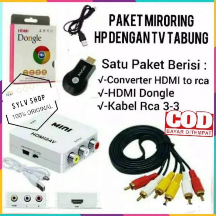 PAKET ANYCAST DONGEL UNTUK KE TV TABUNG ANYCAST MIRORRING HP KE UNTUK TV TABUNG LED LCD DONGLE WIFI 