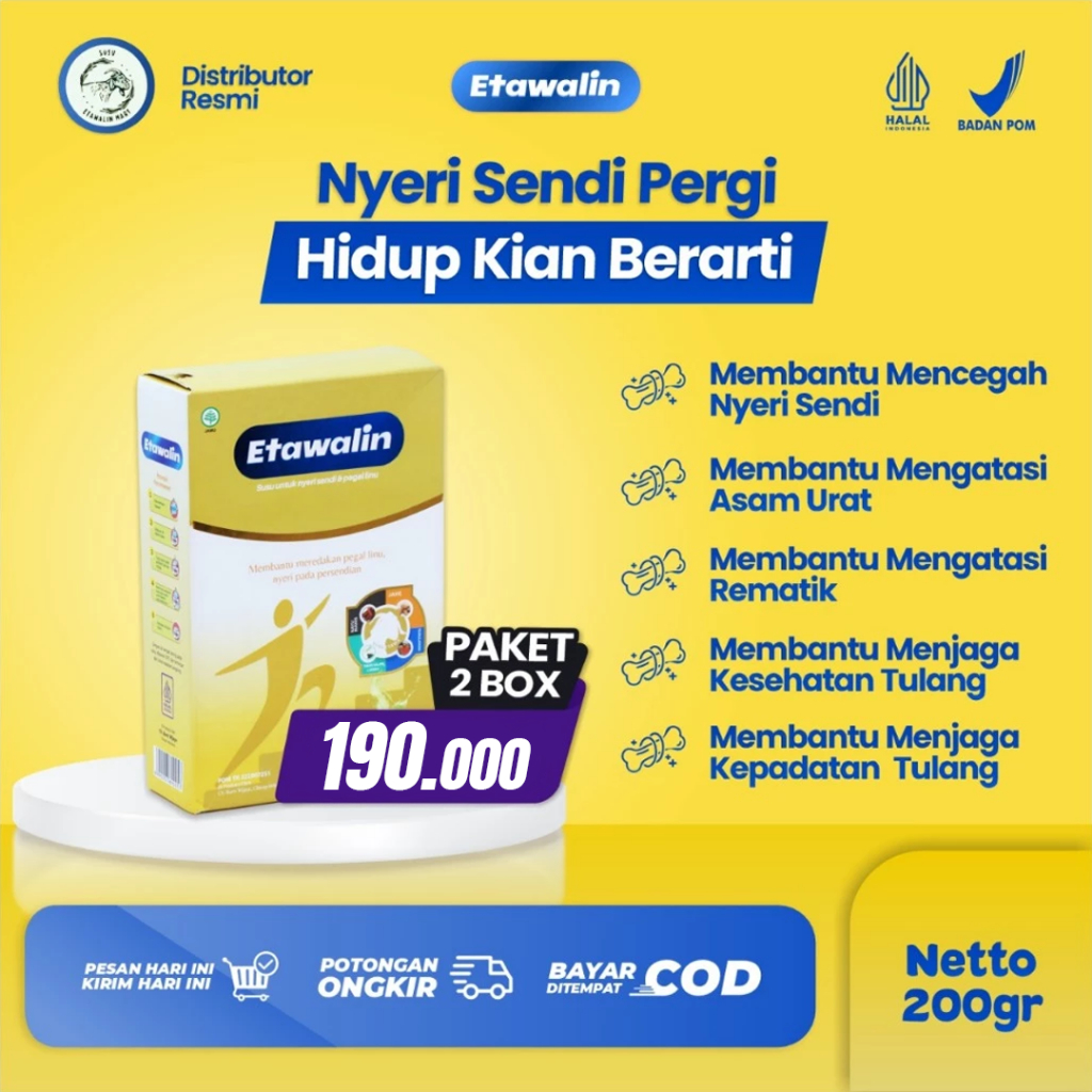 

Etawalin Susu Etawa Herbal Membantu Meredakan Pegal Linu Nyeri Pada Persendian 2 Box