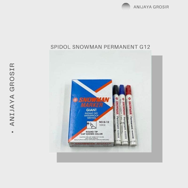 

SPIDOL SNOWMAN G-12 PERMANENT MERAH BIRU HITAM Tinta Stationery