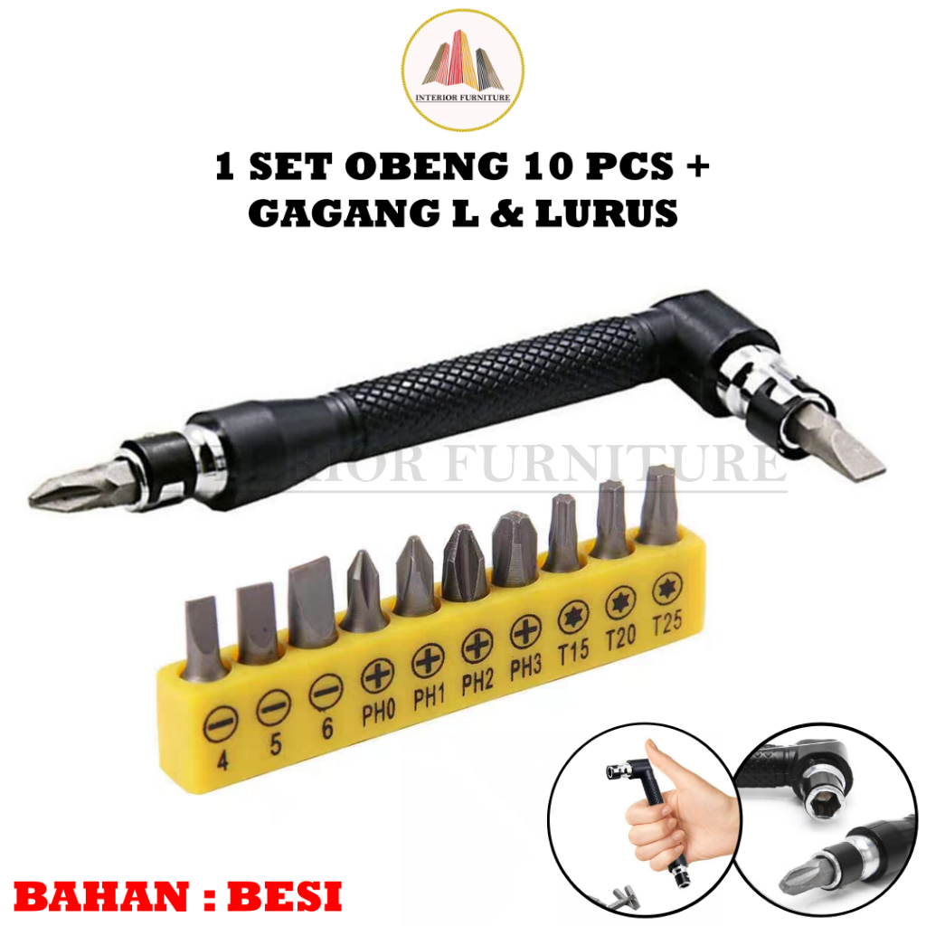 Set Obeng Siku L Dual Head Plus Minus Screwdriver Kunci Pas Mata Obeng