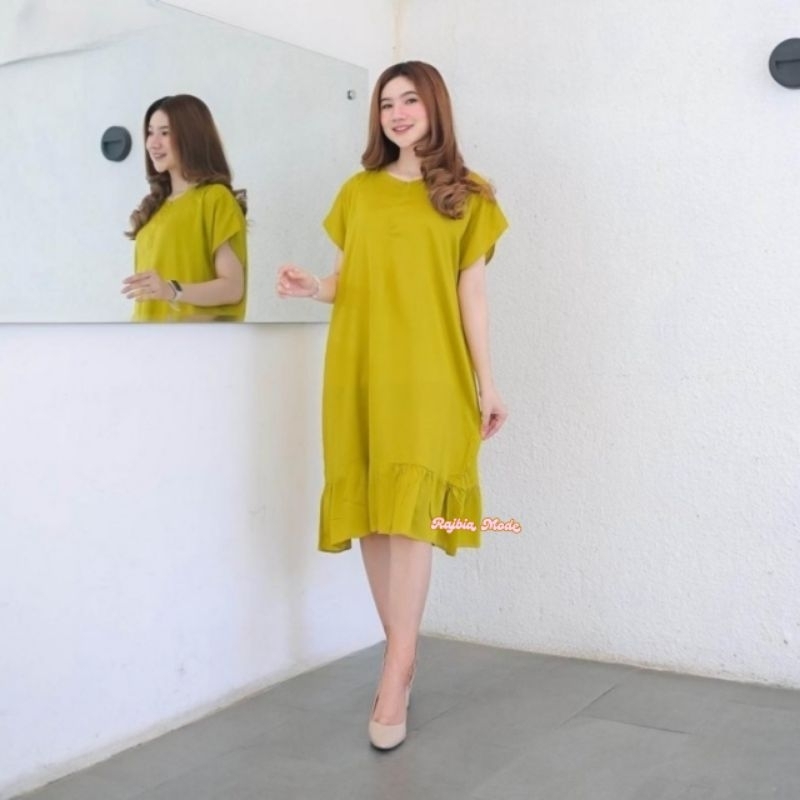 Daster Ruffle Katun Rayon Polos/Daster Jumbo Murah/Daster Rayon Polos Kekinian