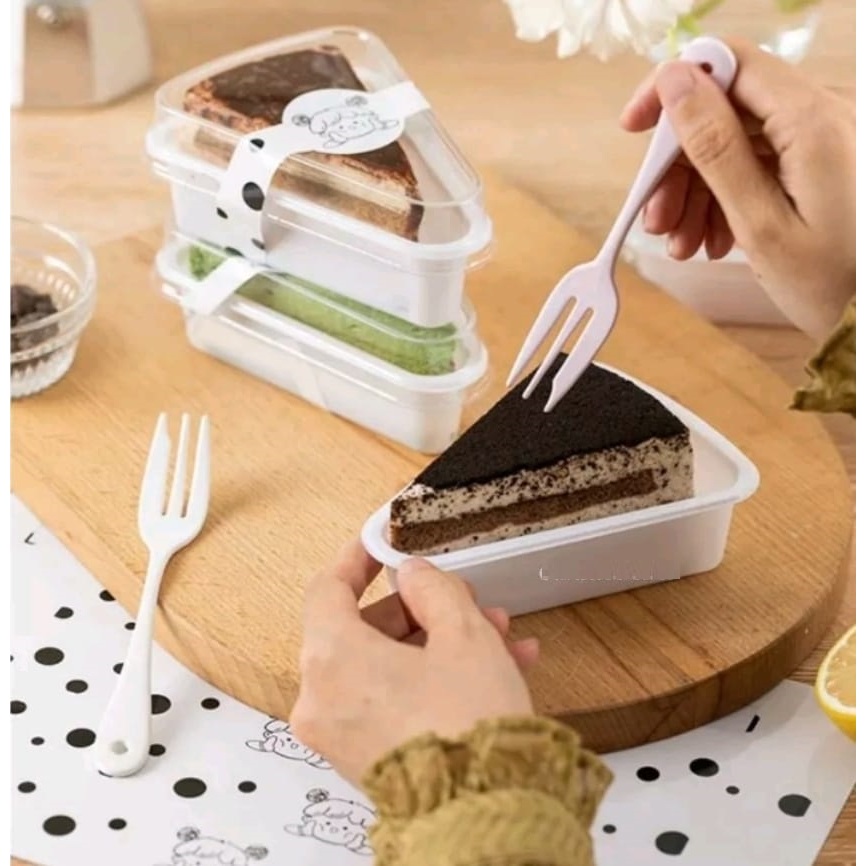 Mika Kue Potong Kotak Mika Cake Tray Mika Kue Tart Korean Dessert Box Cup Mika Segitiga Box