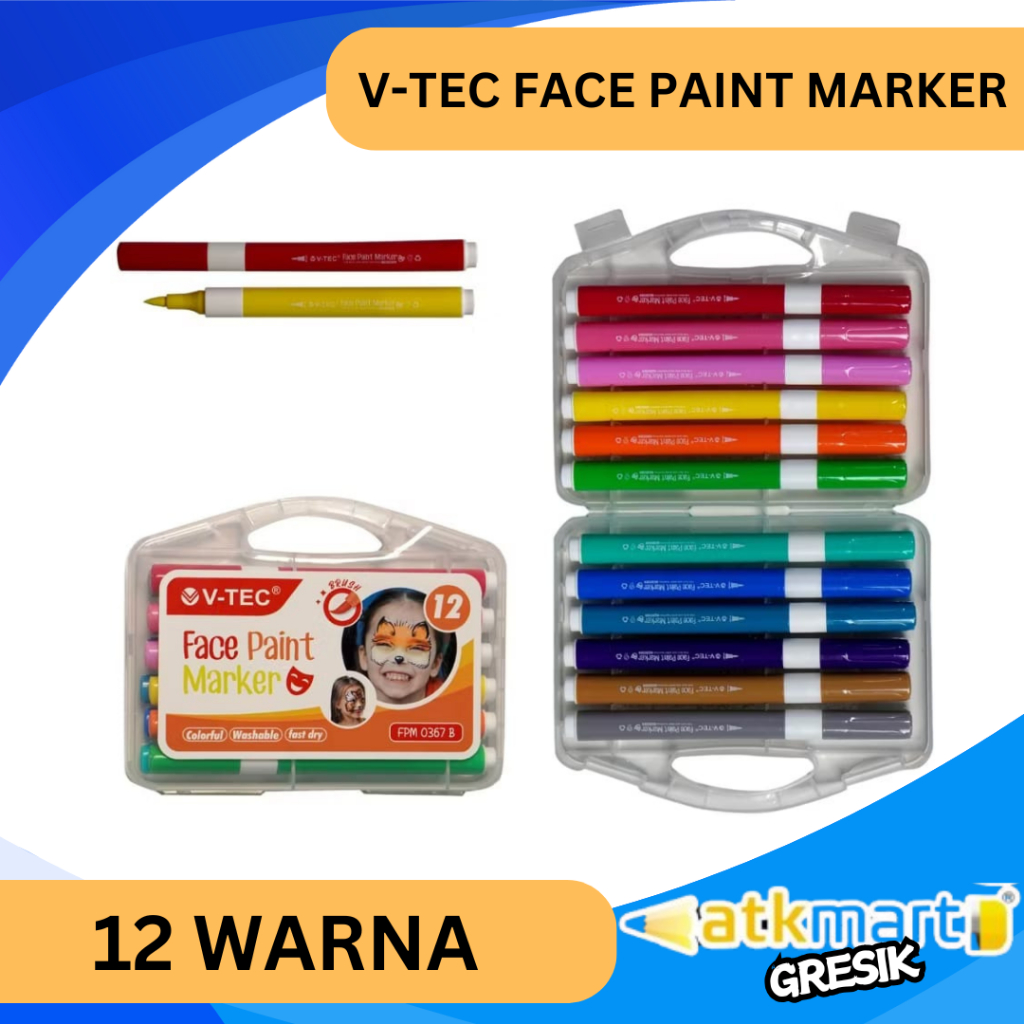 

V-TEC FACE PAINT MARKER FPM 0367 B 12 COLOUR
