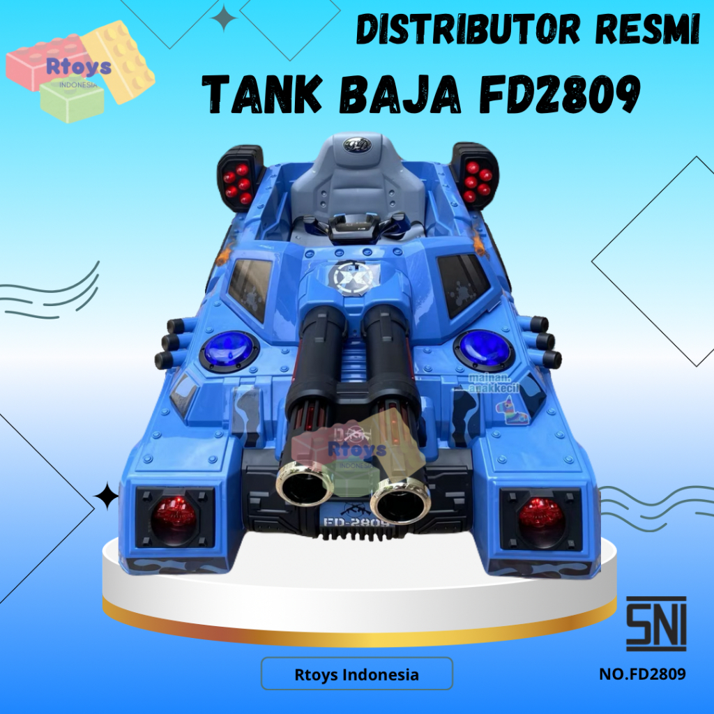 Mainan Ride On Tank Baja Listrik Mobil Aki Jumbo Remote Light