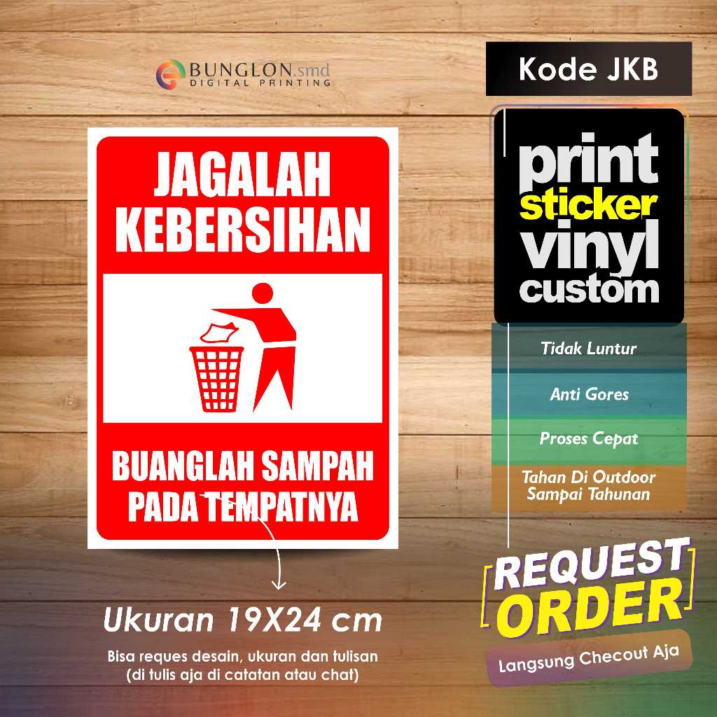 

STIKER JAGALAH KEBERSIHAN PLUS LAMINASI MODEL KOTAK MERAH PUTIH