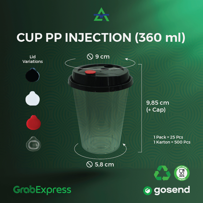 500PCS CUP INJECTION 12OZ - 360ML PP  - MERK WINGOH