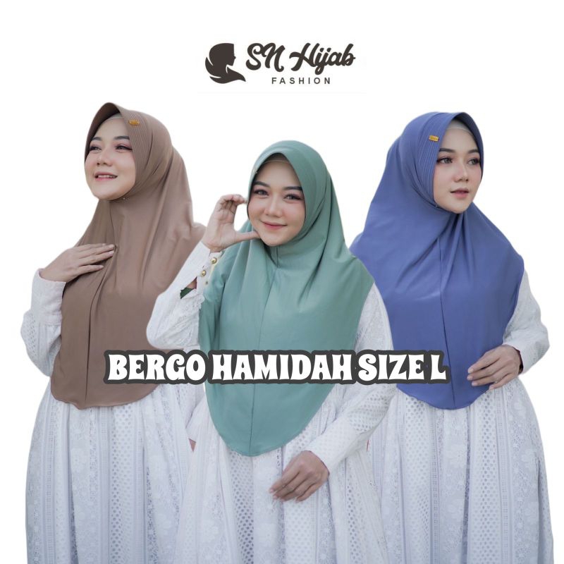BERGO HAMIDAH SIZE L LABEL BESI BY SN HIJAB/BERGO AMIRA PINGUIN