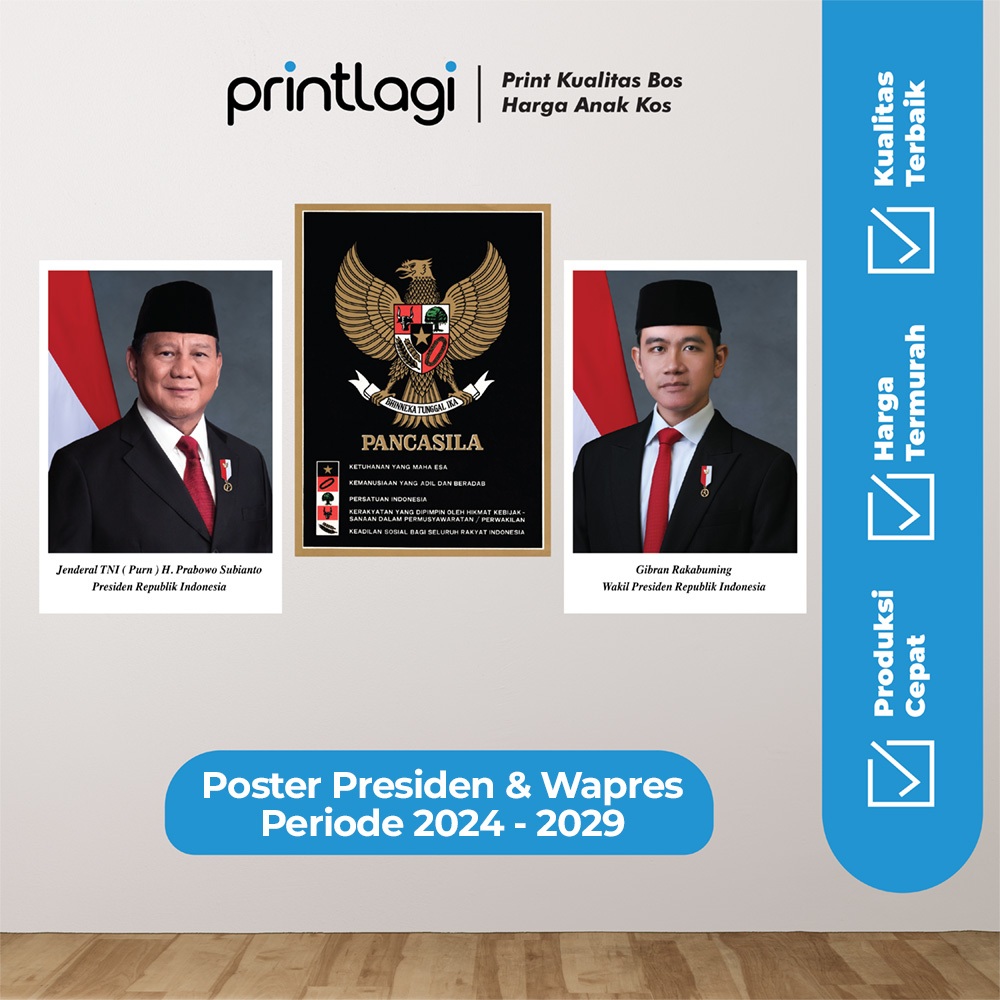 

Foto Presiden dan Wapres / Foto Prabowo Gibran / Uk. 25 x 35 cm / Uk. 10R