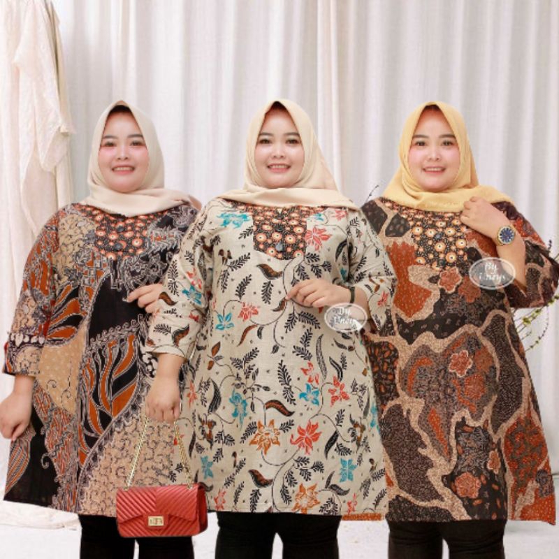 Atasan Wanita Baju Tunik Batik Jumbo Size XXXXL LD140CM LD 140