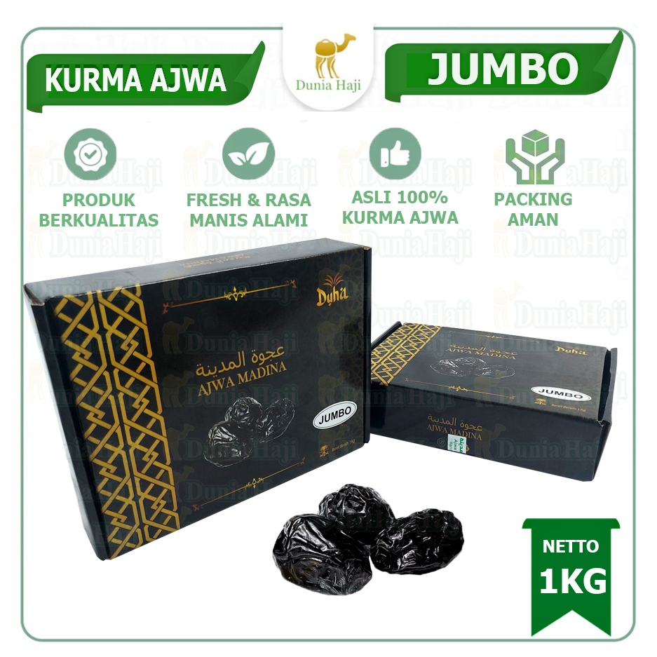 

Kurma AJWA JUMBO 1KG XL SUPER / Kurma Nabi Asli Saudi Madinah Premium Oleh Oleh Haji Umroh