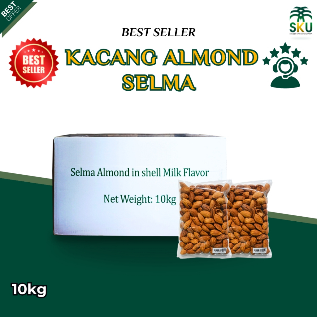 

KACANG ALMOND SELMA 10KG | KACANG ALMOND PANGGANG RASA SUSU | 100% HALAL ORIGINAL BPOM