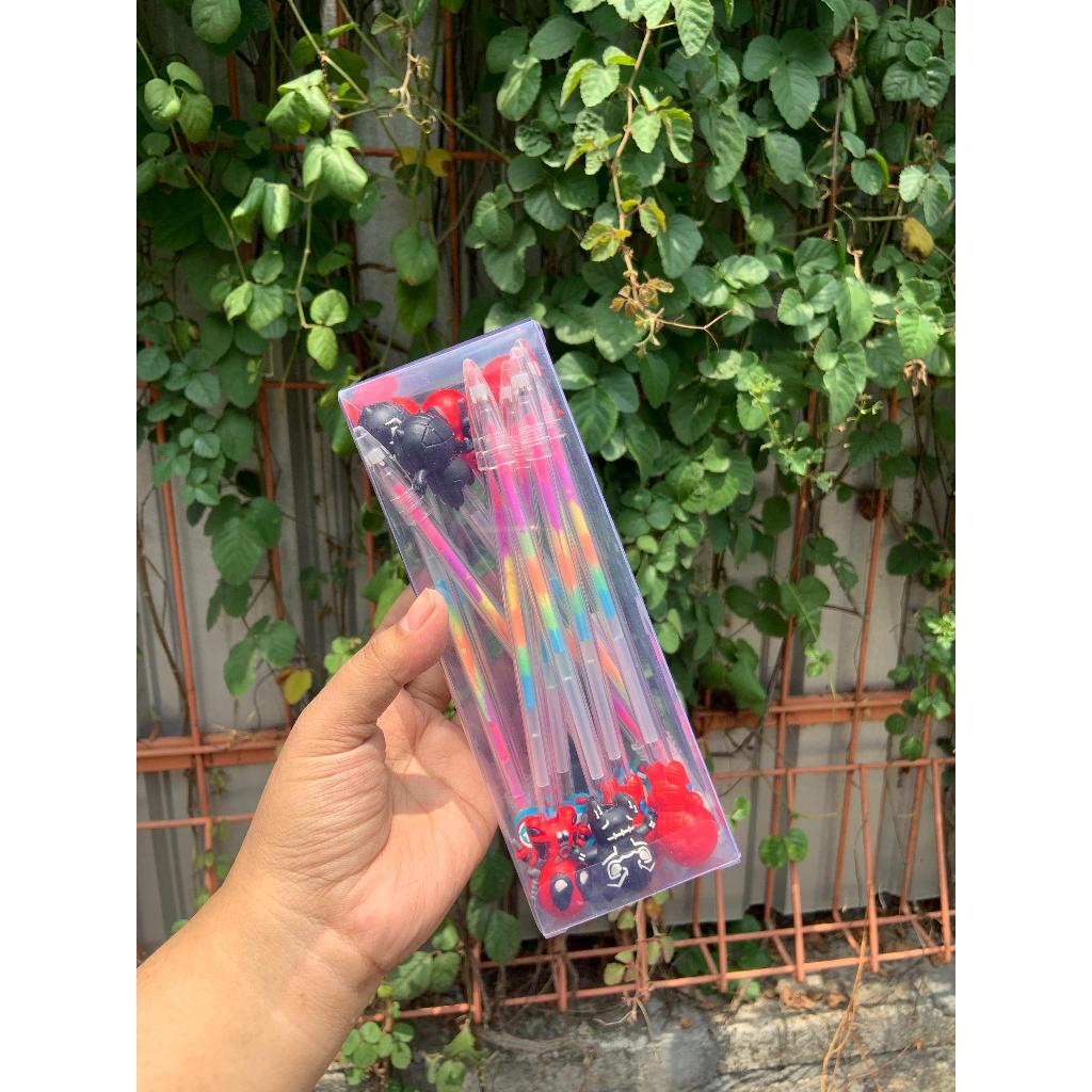 

[PROTOBER] PEN GEL RAINBOW PELANGI 4 WARNA SUPER HERO SPIDERMAN CAPTAIN AMERIKA
