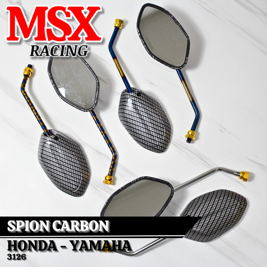 Spion Carbon MSX Kaca Spion Oval Carbon Spion Motor Long Spion Motor Universal Honda Yamaha