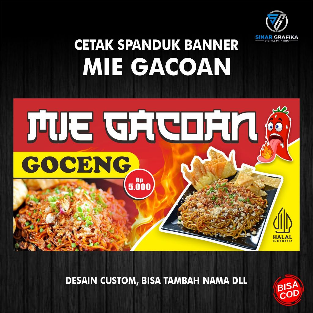 BANNER MIE GACOAN, SPANDUK MIE GACOAN, DESAIN CUSTOM