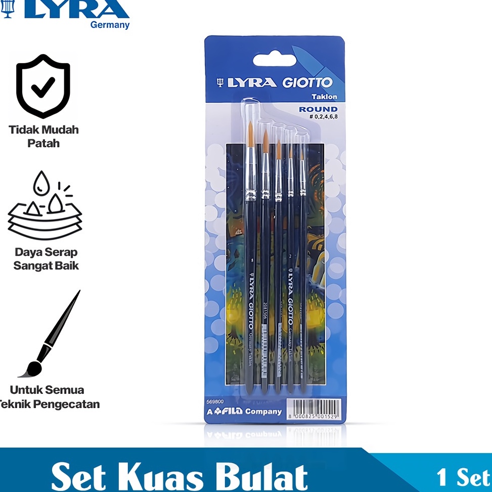 

KODE V74K Lyra Sikat Kuas Bulat 1 Set Taklon Round Brush Peralatan Gambar Lyr5698