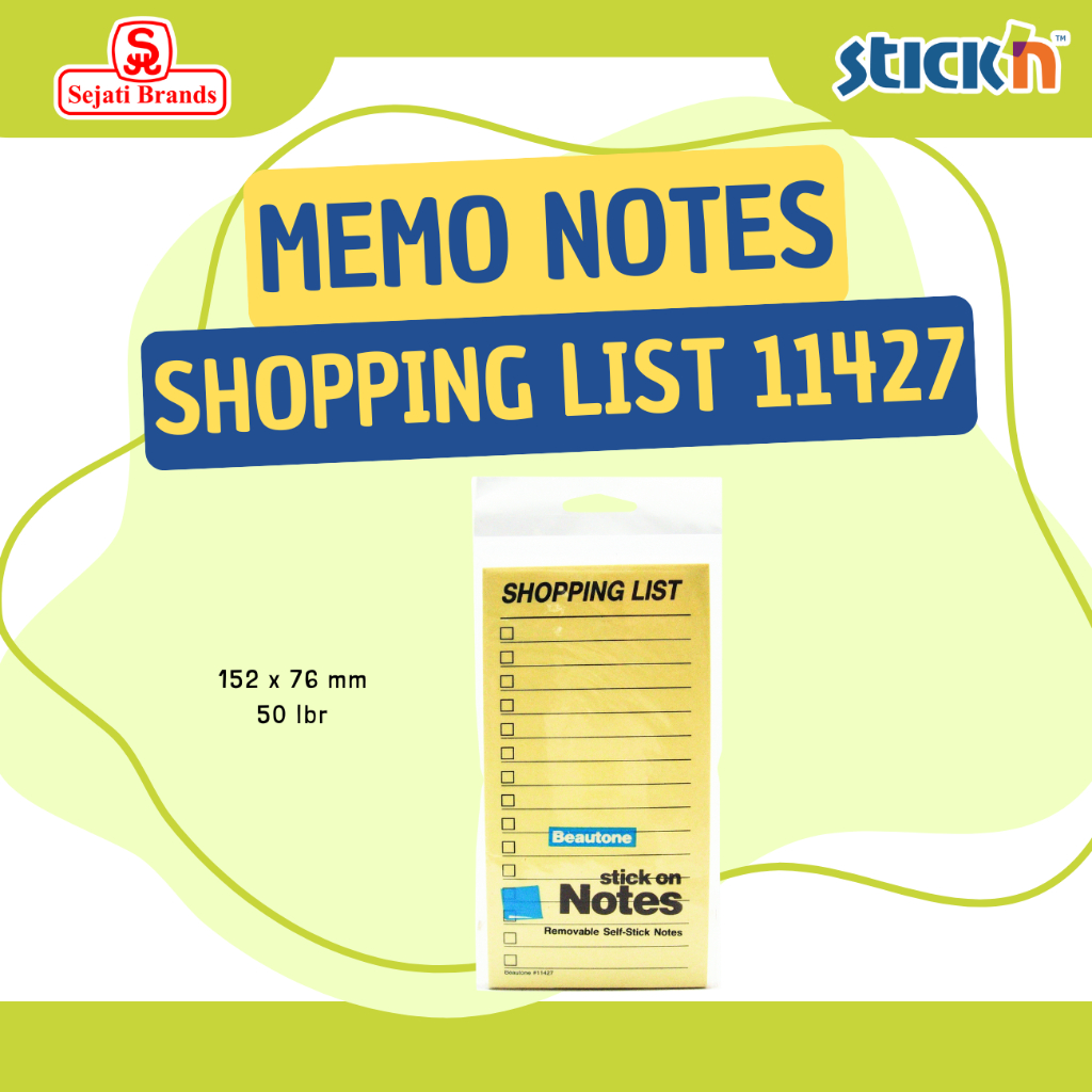 

Stick'n Beautone 11427 SHOPPING LIST - Sticky Note