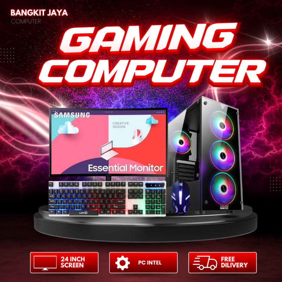 PC GAMING CORE I5 3470 VGA 4 GB MONITOR 24 INCH BERGARANSI