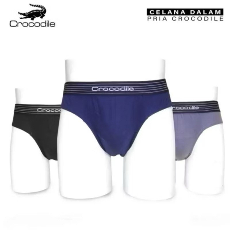 lok Celana Dalam Crocodile Pria Dewasa Kotak Putih CD Cowok Karet Boxer Art 247 Men Brief 3 Pcs [1
