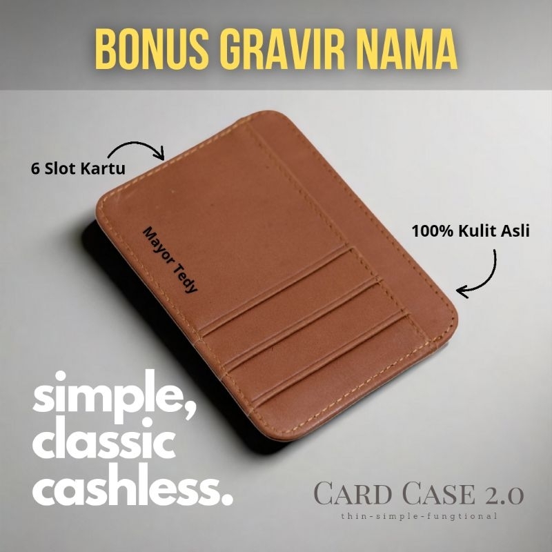 Dompet Kartu Slim | Kulit Asli | 6 Slot Kartu | Dompet Kulit Tipis | Dompet Pria Wanita Premium