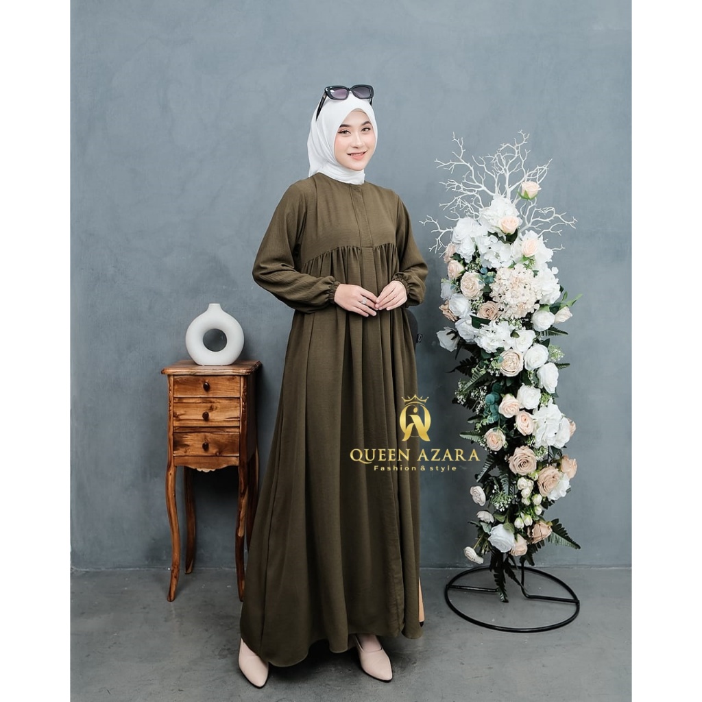 Gamis Babydoll Bahan Crinkle Premium