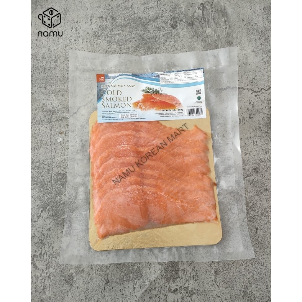 

Salmon Slice Cold Smoke 150gr / Frozen Salmon Slice / Cold Smoken Salmon / Ikan Salmon Asap