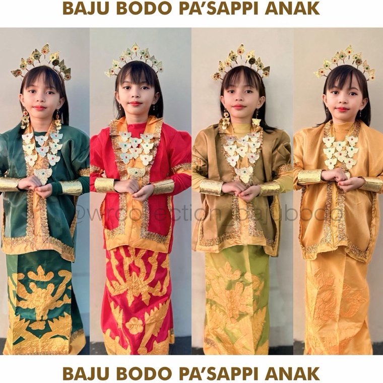 KODE E55N SET BAJU BODO ANAK CEWEK  BAJU PASSAPPI ASLI BUGIS MAKASSAR  BAJU ADAT BUGIS