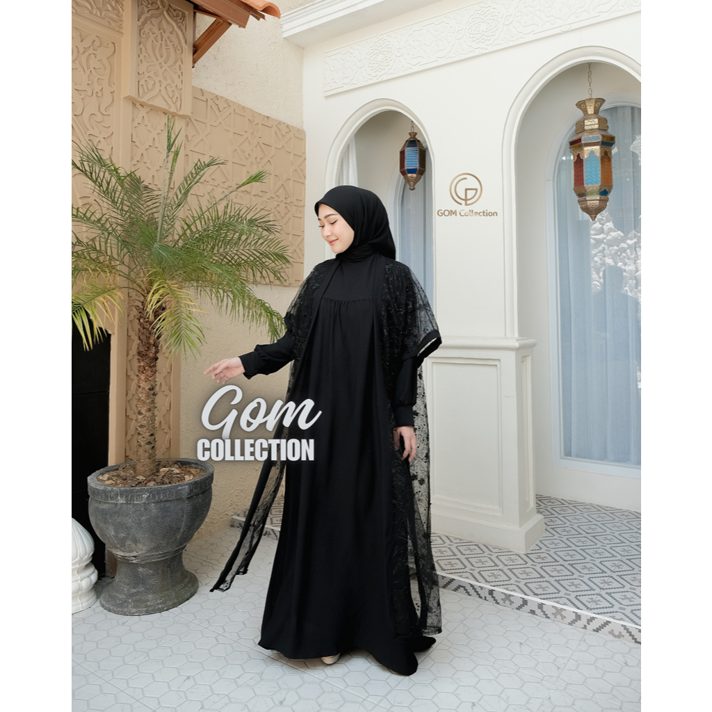 Clara Set Gamis Outer Brukat / Gamis Abaya Brukat Simple Mewah Elegan / Gamis Brokat Lebaran
