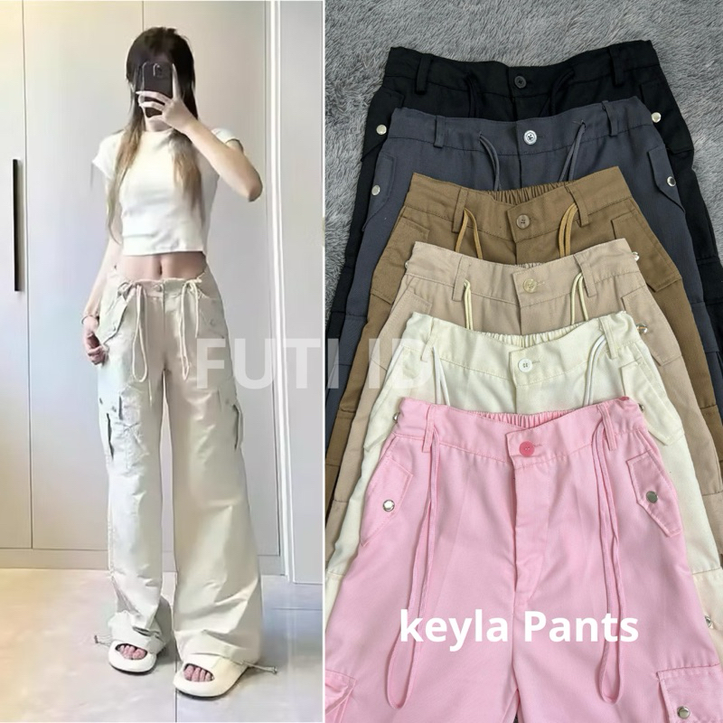 Keyla Pants Celana Cargo Wanita Highwaist Premium
