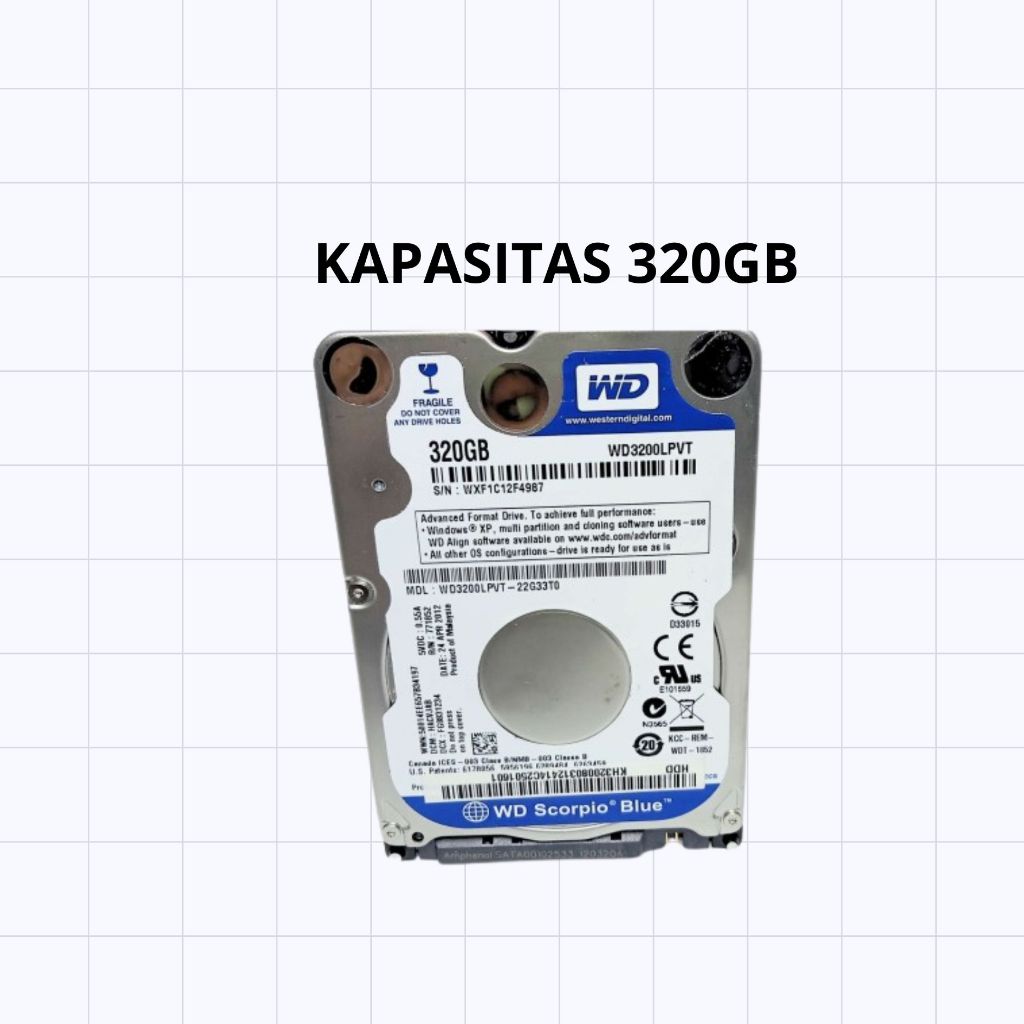 Hardisk Laptop 320GB WD Blue Sata 2 5 HDD Notebook PS