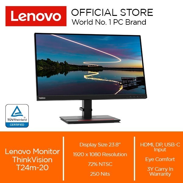 Lenovo ThinkVision T24M-20 Monitor 23.8 Inch IPS FHD