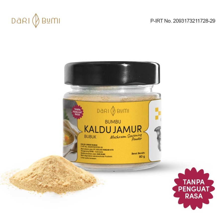 

Kaldu Jamur Bubuk Asli Mushroom Stock Seasoning Powder 80 Gram DariBumi Kaldu MPASI Non MSG