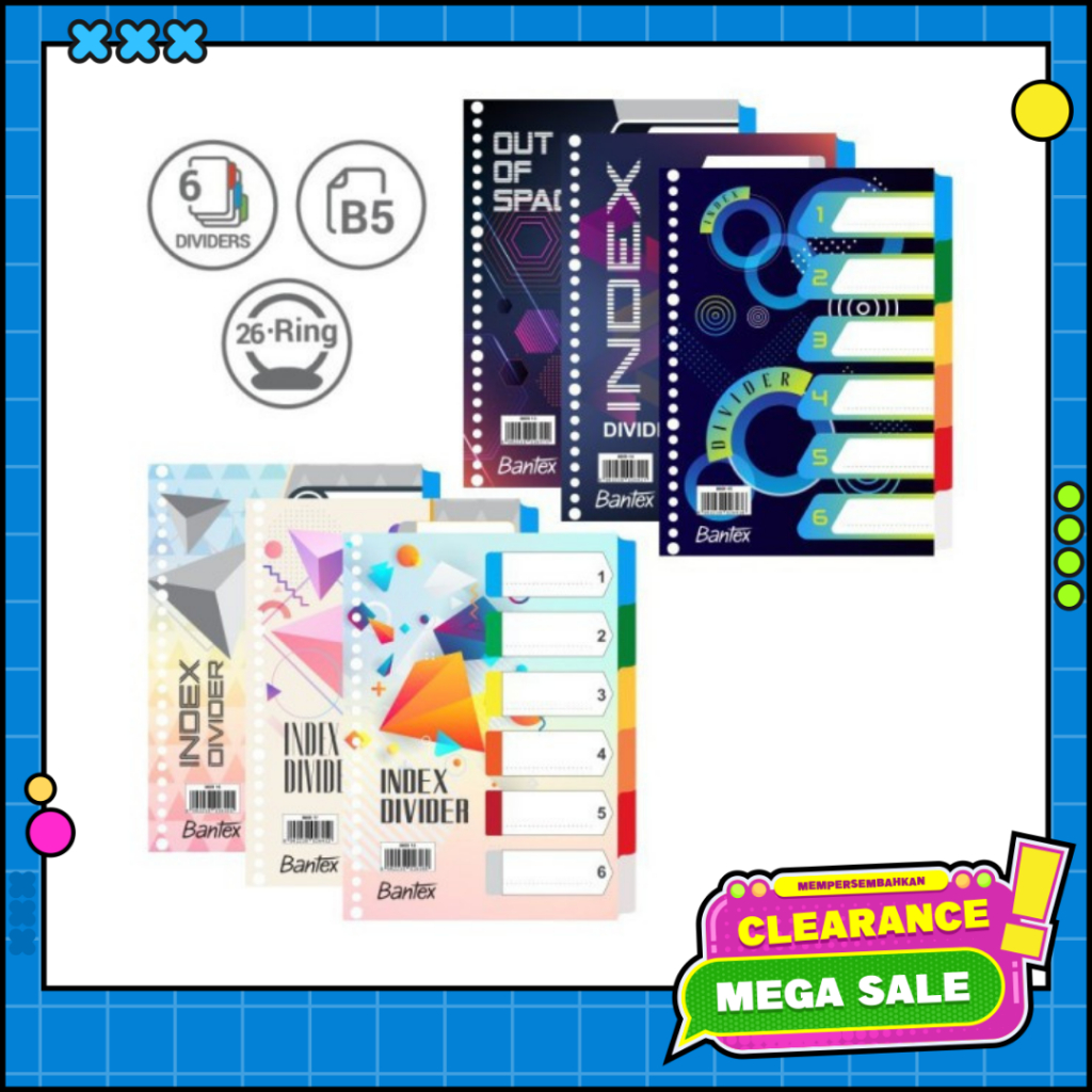 

[BMS Bekasi] Bantex Pembatas Binder Sekolah / Divider Multi Ring Binder Motif Fancy Ukuran B5 - 8609