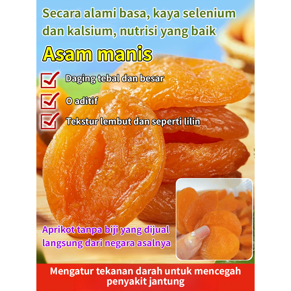 

✨Beli 1 Gratis 2✨Premium Dried Fruits/Jajan Lebaran /Organik/Dried Apricot 250 Gram Cemilan Sehat/ Dried Apricot/0 aditif/0 Add seedless dried apricots/Camilan santai/aprikot merah kering dan buah-buahan kering/buah kering halal