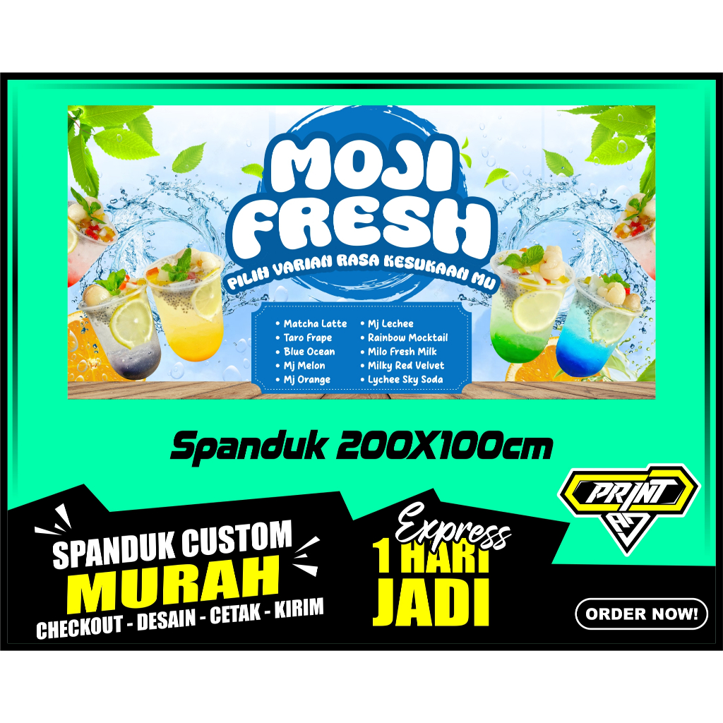 Banner MINUMAN MOJITO  Spanduk MINUMAN MOJITO 200x100cm, COD / Banner MINUMAN MOJITO. Spanduk MINUMA