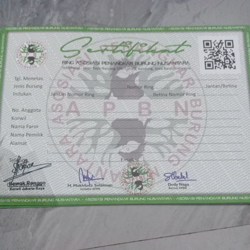 

sertifikat apbn original