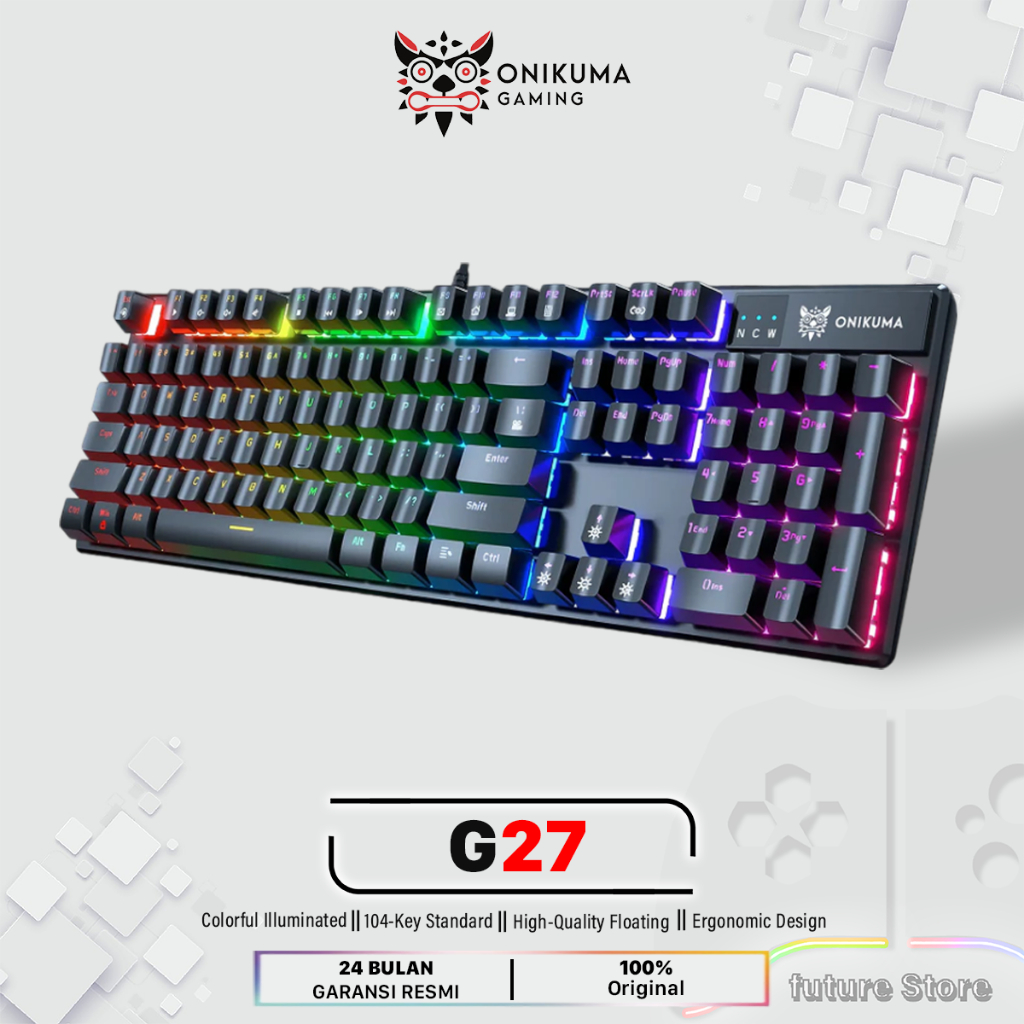 Keyboard Gaming RGB ONIKUMA G27 Black Original - Professional Gaming Keyboard Futures Gaming