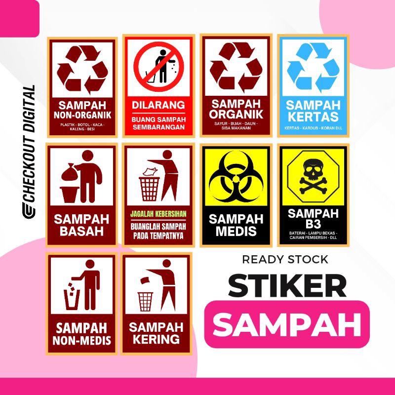 

STIKER VINYL TEMPAT SAMPAH / STIKER SAMPAH MEDIS ORGANIK KERTAS