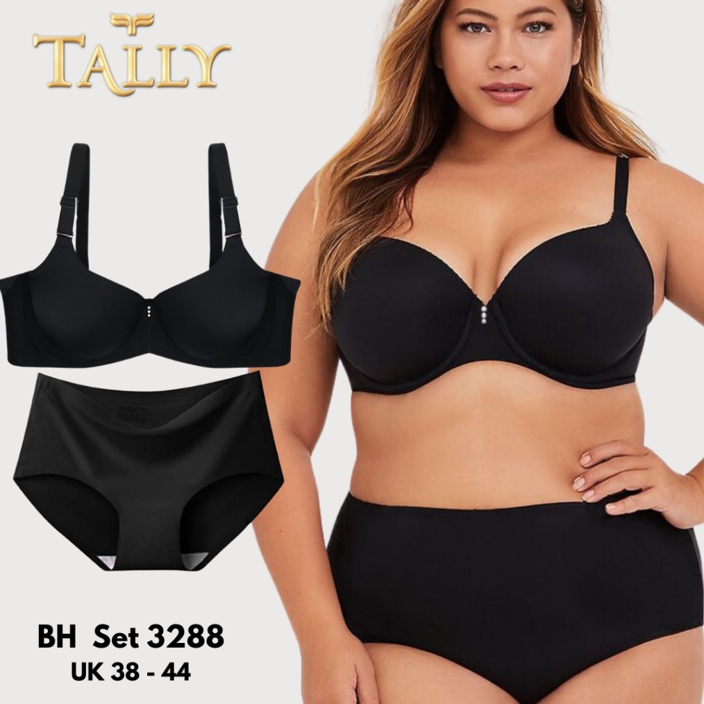 TALLY BH 3288  C 8 XXL Bra Set Wanita Ada Kawat Bahan Nilon Busa Tipis D  E Kait 4 Cup Jumbo Big Siz