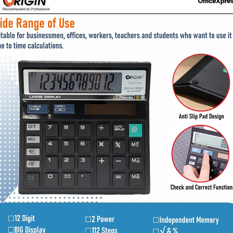 

Terbaik Check Correct Calculator Kalkulator Meja CM512N Kalkulator 12 Dit Mesin Hitung Poble ORIN