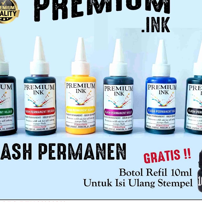 

FG2 Tinta Stempel Flash Permanen 1ml Free Botol Refill 1ml Tinta Stempel Plastik Mika Kaca Styrofoam DLL
