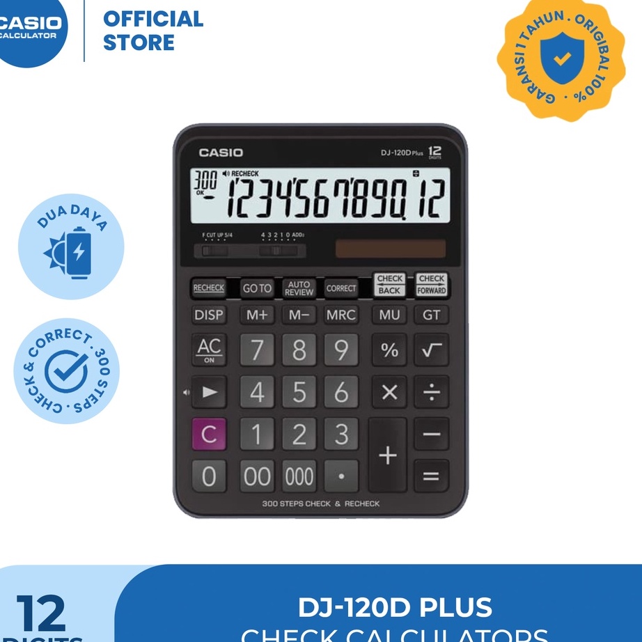 

murah CASIO KALKULATOR DJ12DPLUS Kalkulator Dagang Fungsi Cek 12 dit