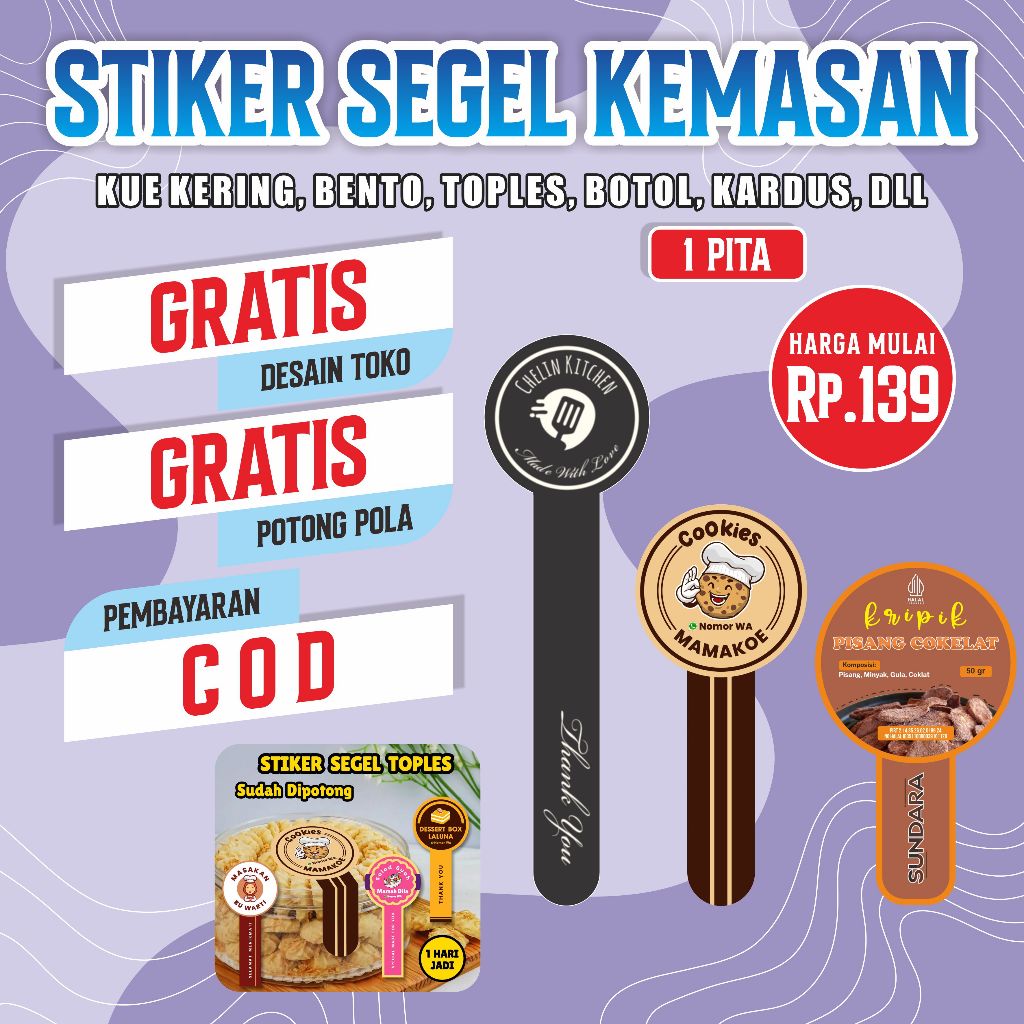 

Stiker Segel Kemasan Toples/Kue Kering/Bento/Botol/Kardus Dll