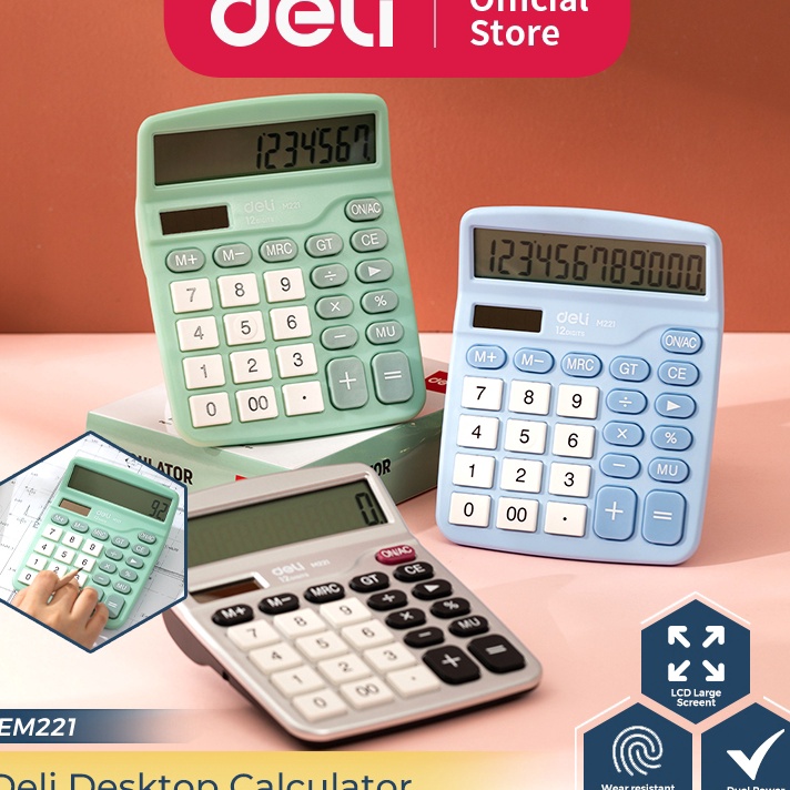 

FG2 Deli Kalkulator Meja Desktop Calculator Layar 12 Dit Warna Lucu EM221