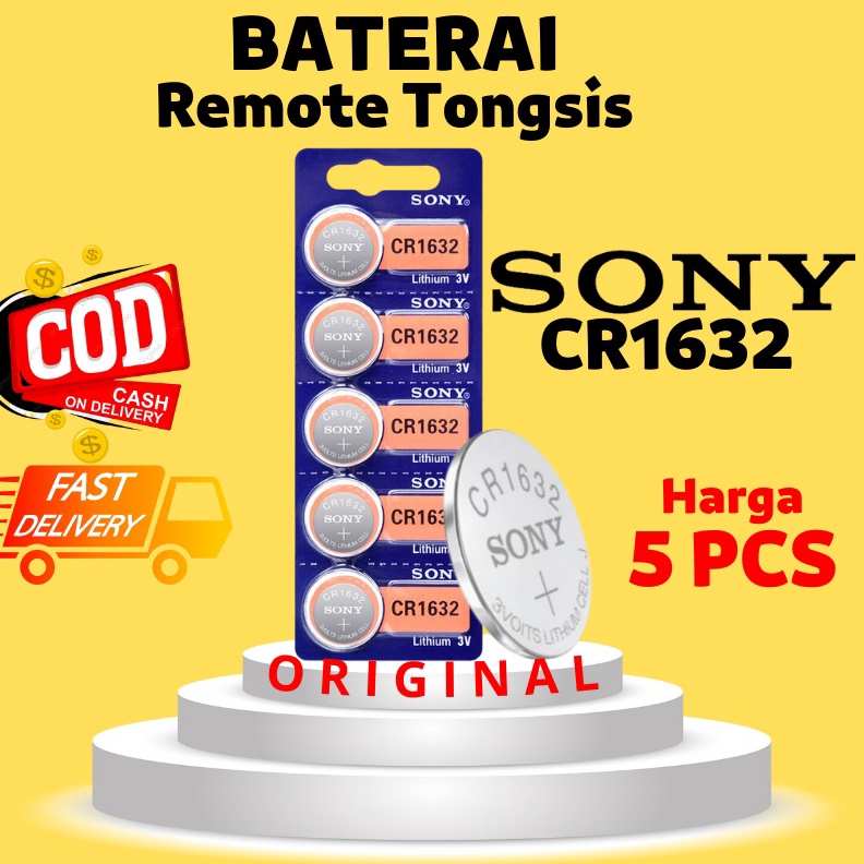 5 PCS Baterai Jam Tangan Sony CR1632 CR 1632 Pria Wanita Original Baterai Remote Remot Kunci Mobil M