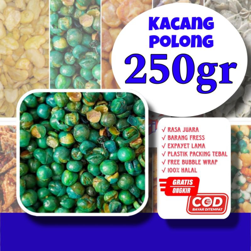 

kacang polong hijau 250gr/ aneka cemilan /aneka snack /makanan ringan