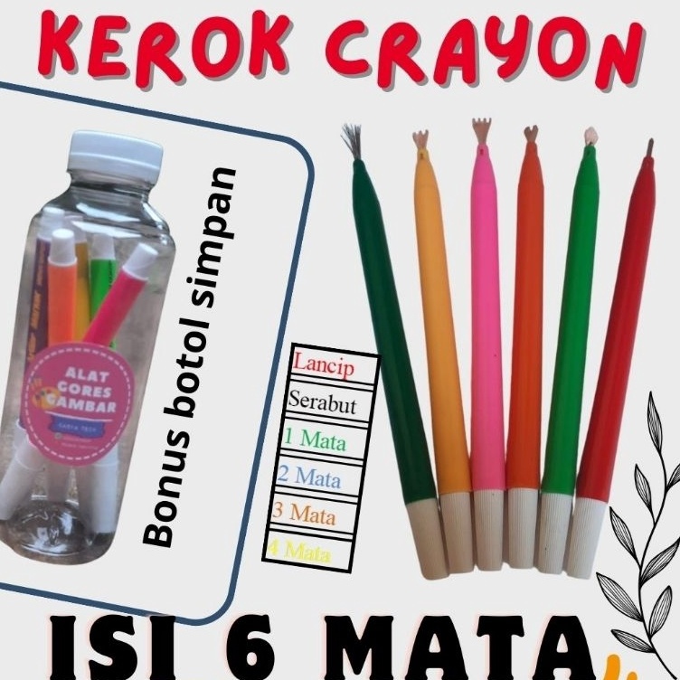 

ART O3Y9 ALAT KEROKKERIK CRAYON UKIR ISI 6 MATA BONUS BOTOL PENYIMPANAN DAN STIKER NAMA