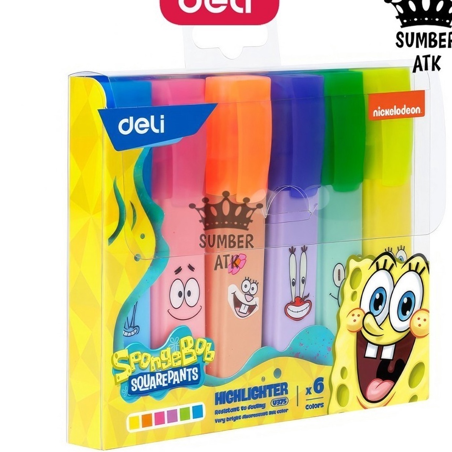 

KI3 Deli Set 6 Pcs Spidol Hhlhter Spongebob EU375 Random Spidol Stabilo Warna Warni Alat Tulis Penanda Text Marker